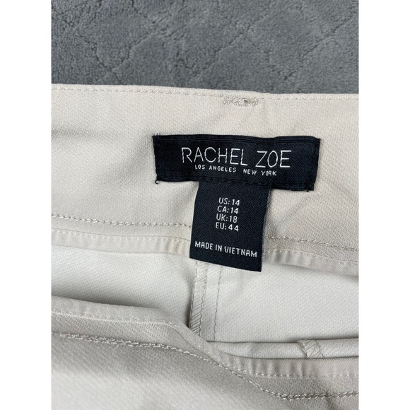 RACHEL ZOE Hi Rise Slim Leg Pants Beige Four Way Stretch Size 14 - Picture 5 of 11